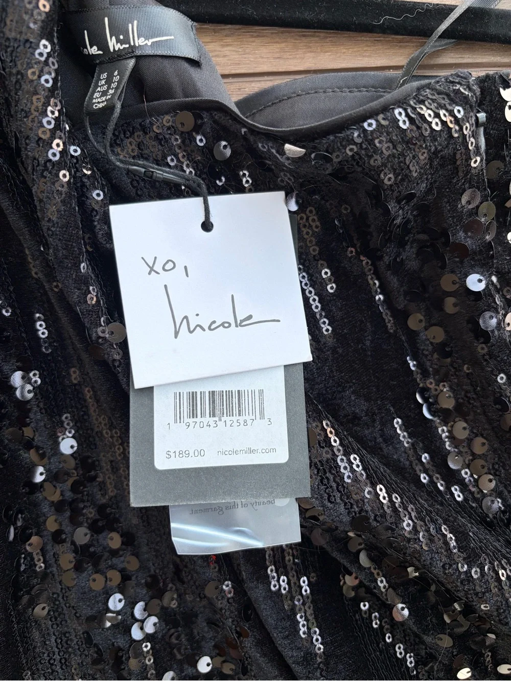 Nicole Miller Black Sequin Top